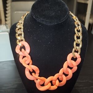 Elegant Gold and Coral Chain Necklace
